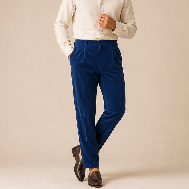 The Garda Porto Men’s Solid Color Velvet Straight Fit Pants
