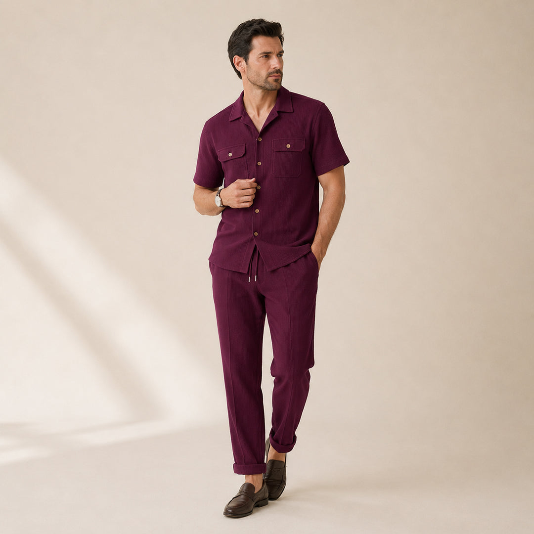 The Edgemont Men’s Casual Button Up Shirt & Pants Set