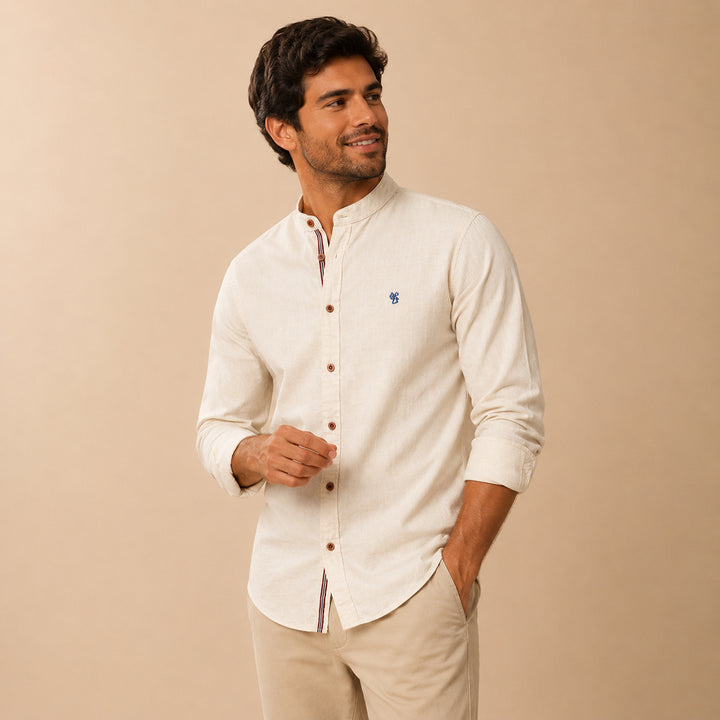 The Biella Men’s Mandarin Collar Smart Casual Button Shirt