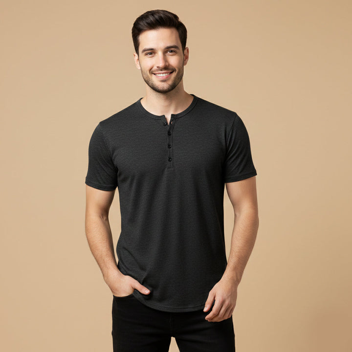 The Bathwick Men’s Breathable Henley Collar Summer T Shirt
