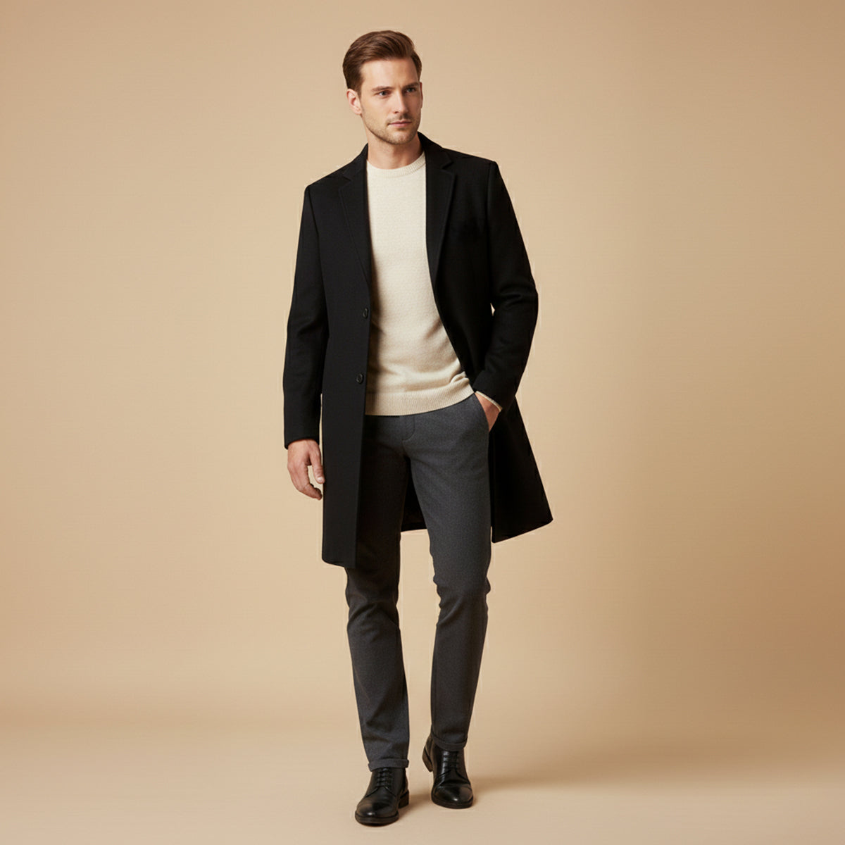 The Ascot Men's Elegant Wool Long Winter Smart Coat