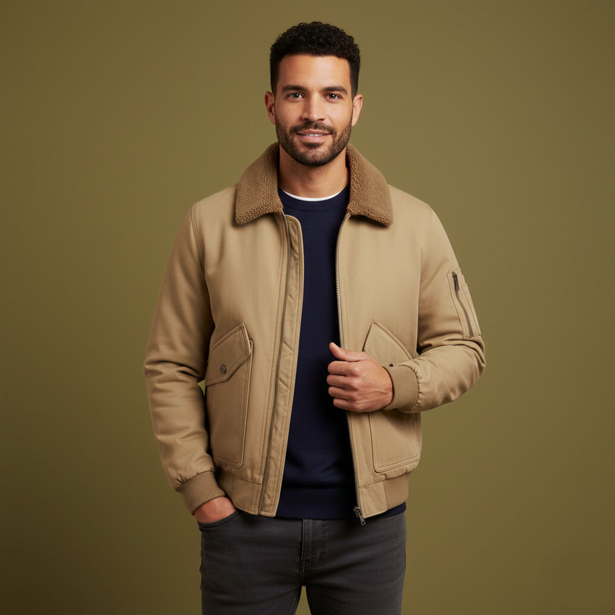 The Leeds Fleece Lined Bomber Jacket for Men - The United Gentlemen