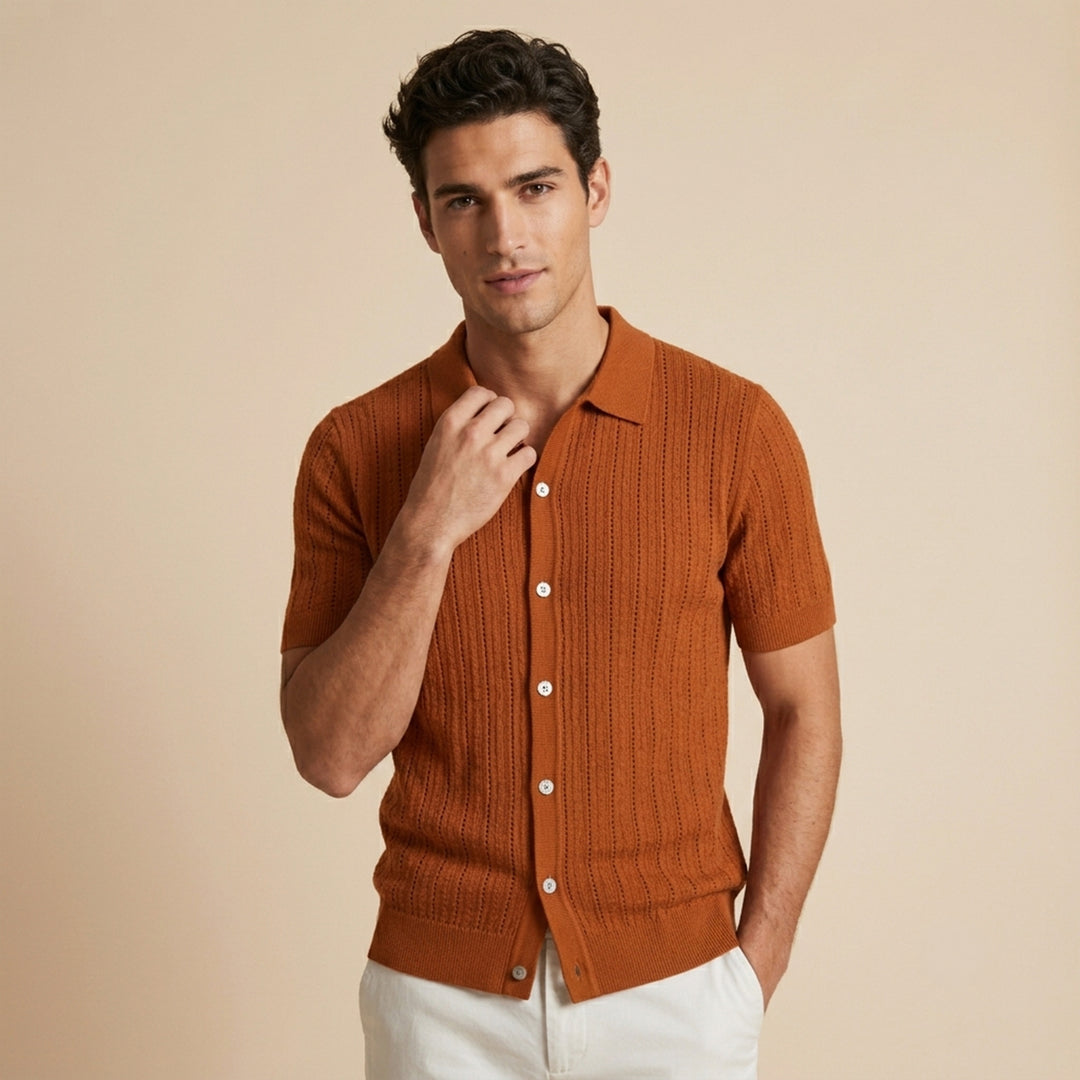 The Trapani Men’s Casual Knit Button Down Polo Shirt