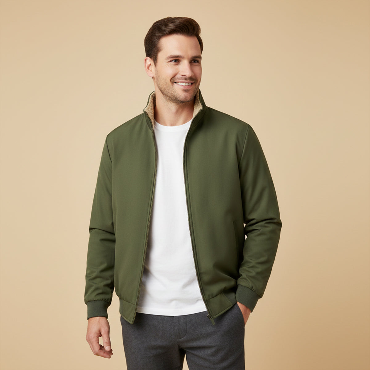 The Aspen Men’s Fleece Lined Windbreaker – Lightweight Multi Pocket Bomber Jacket
