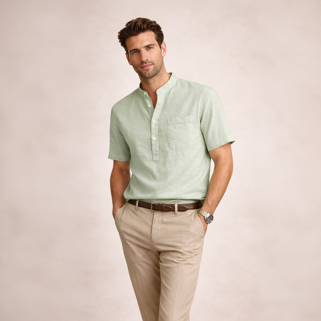 The Ashbrook Ridge Men’s Soft Cotton Linen Henley Shirt