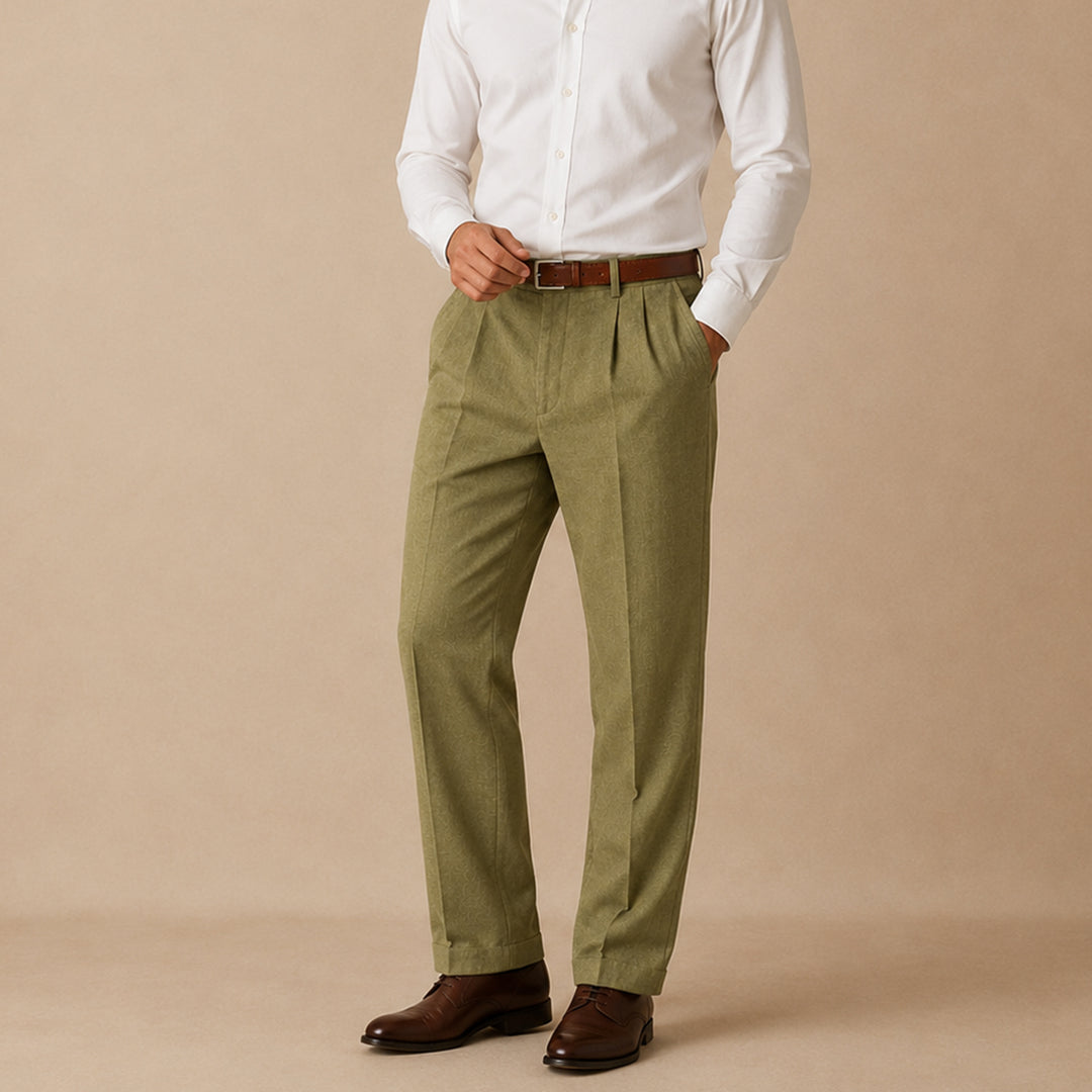 The Millhaven Men's Vintage Casual Pleated Straight Pants