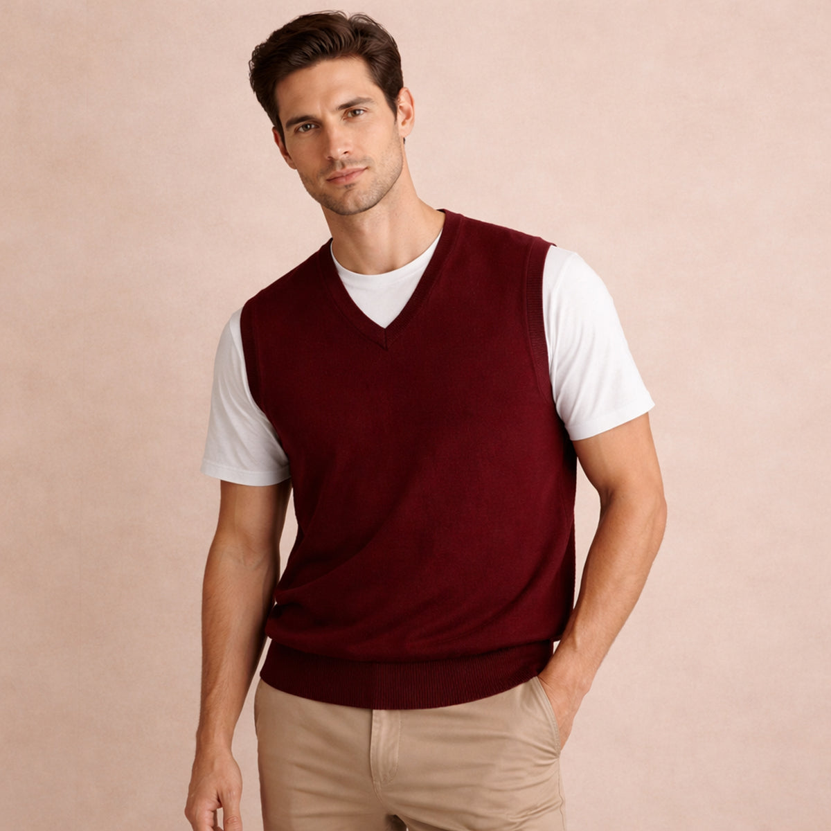 The Riverdale Men’s V Neck Sleeveless Knit Sweater Vest for Layered Look