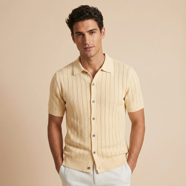 The Trapani Men’s Casual Knit Button Down Polo Shirt