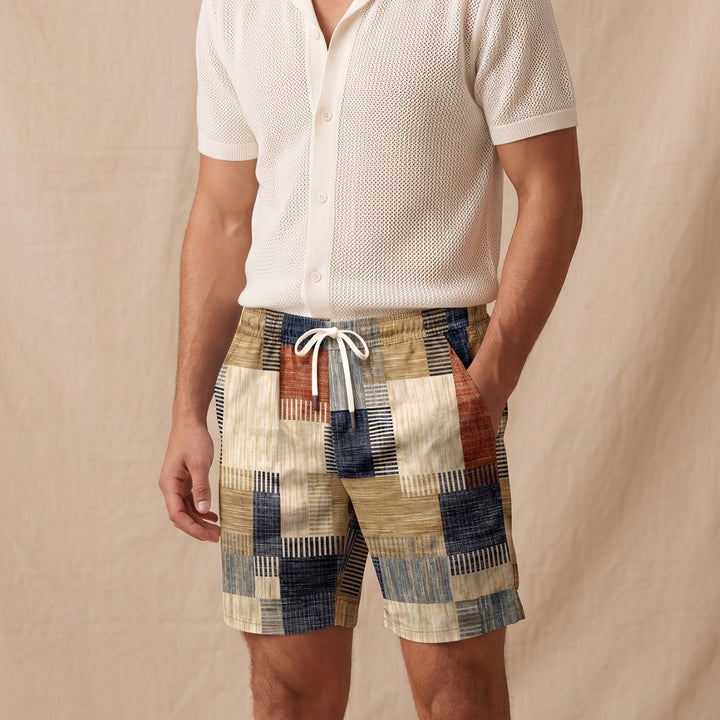 The Stratford Men’s Casual Drawstring Checked Summer Shorts
