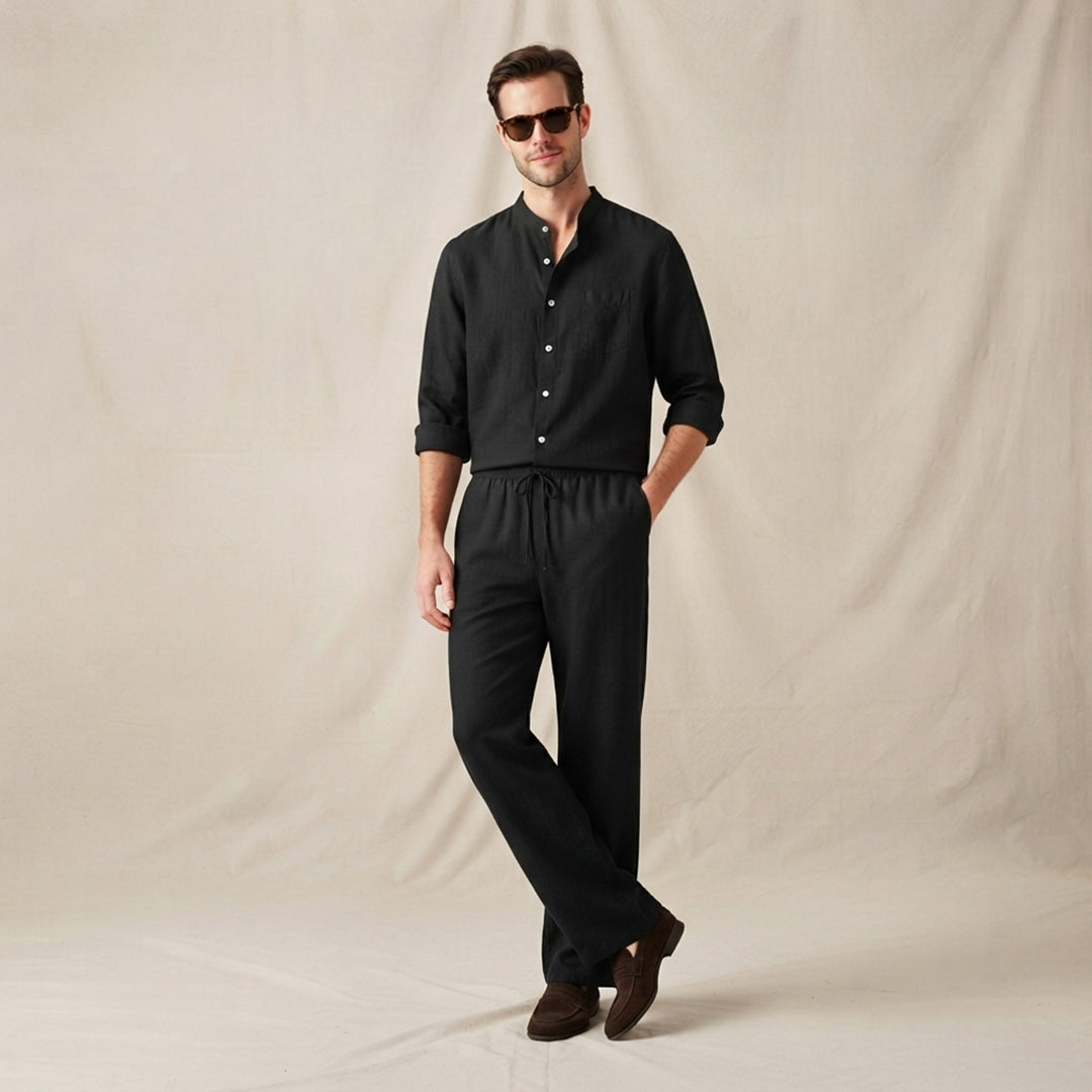 The Meadowwood Men’s Casual Linen Two Piece Set – Shirt & Pants