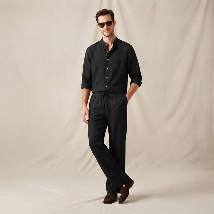 The Meadowwood Men’s Casual Linen Two Piece Set – Shirt & Pants