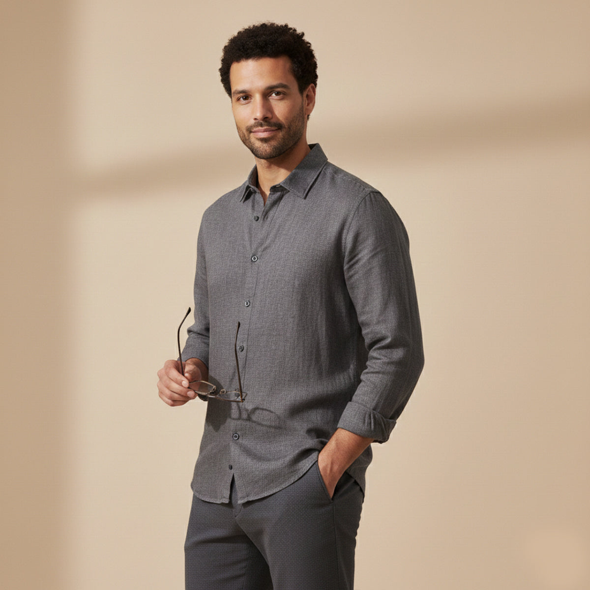 The Cedar Ridge Hill Men’s Trendy Loose Fit Linen Button Up Shirt