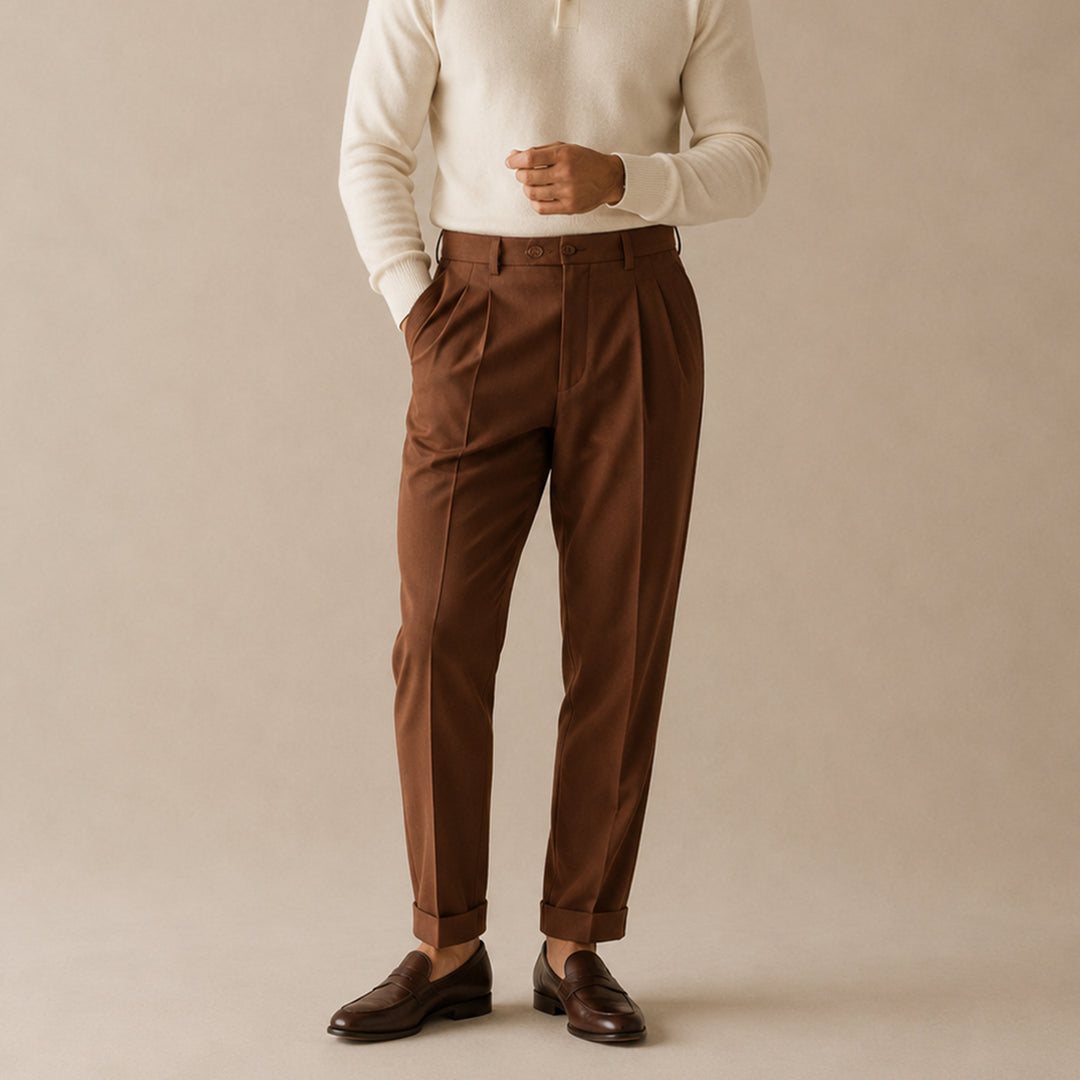 The Riva Garda Men’s High Waist Double Pleated Pants