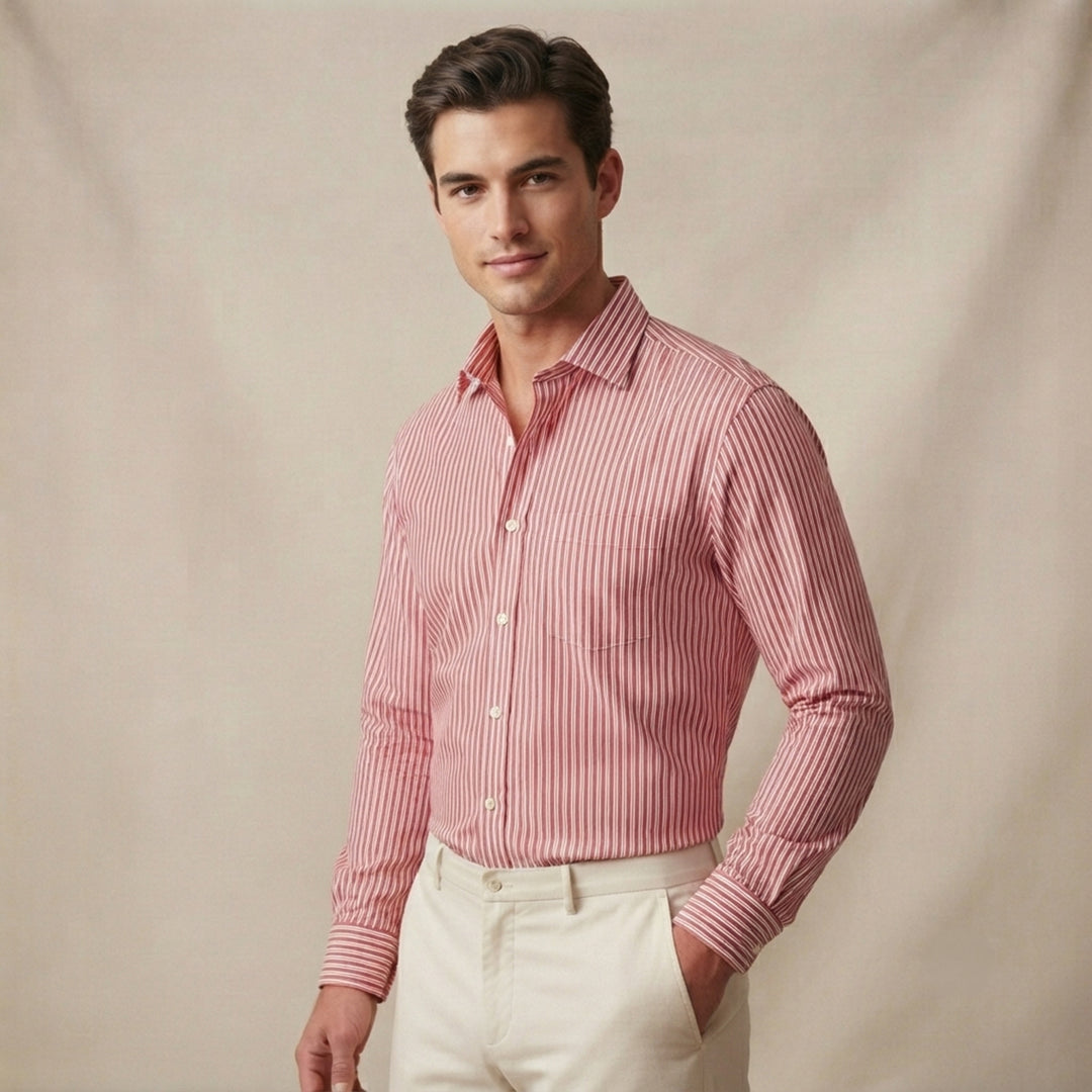 The Garda Men’s Slim Fit Striped Elegant Dress Shirt