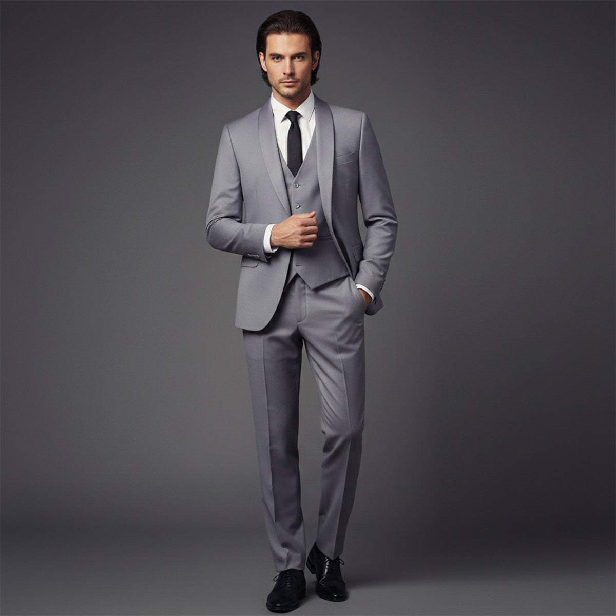 The Trebbiano Men’s 3 Piece Suit – Elegant Slim Fit Formal Tuxedo Set