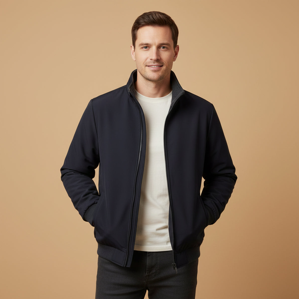 The Aspen Men’s Fleece Lined Windbreaker – Lightweight Multi Pocket Bomber Jacket