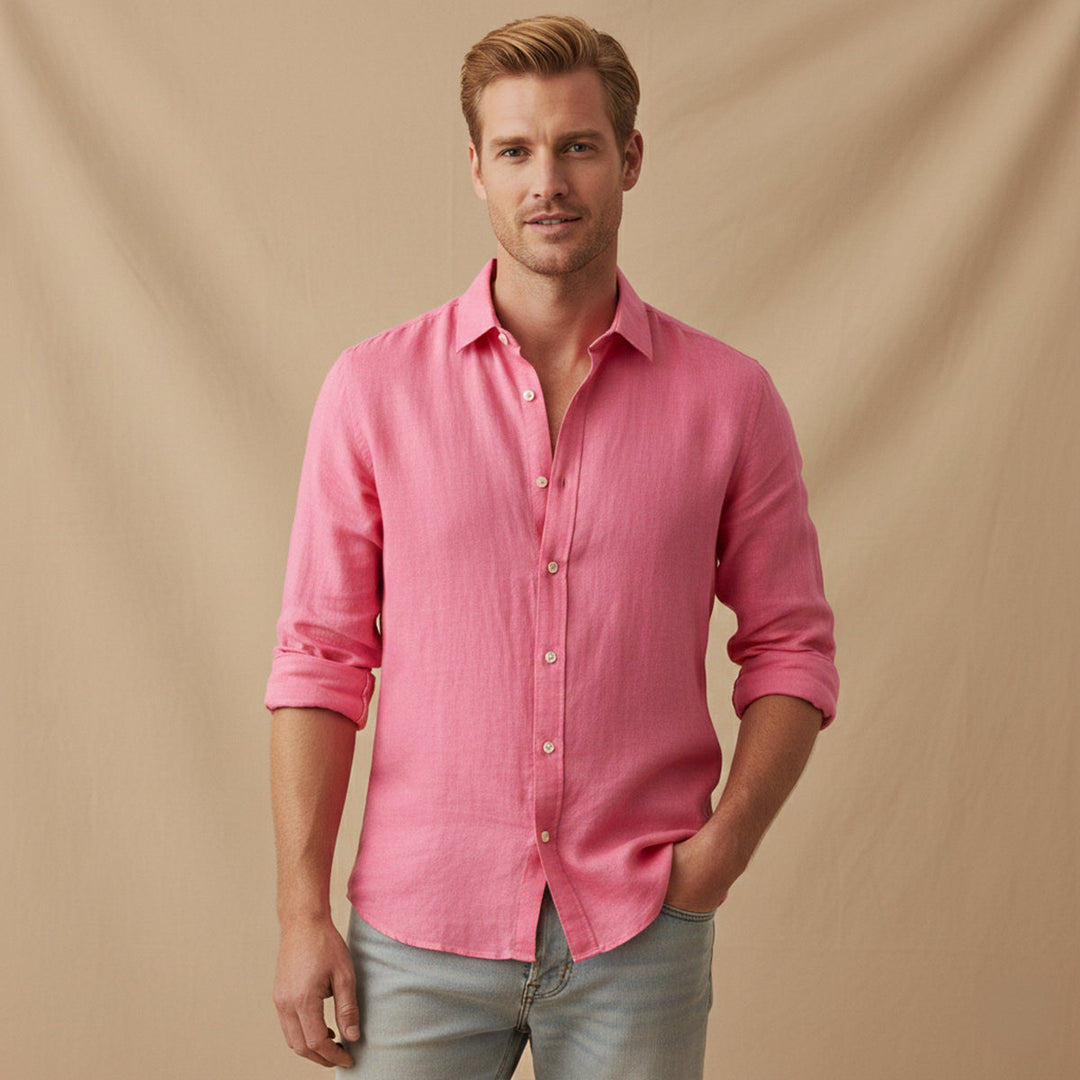 The Richmond Men’s Lightweight Cotton Linen Button Up Shirt