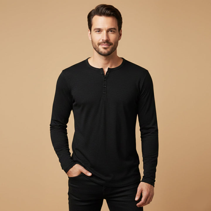 The Berkshire Men’s Casual Button Neck Henley Cotton T Shirt