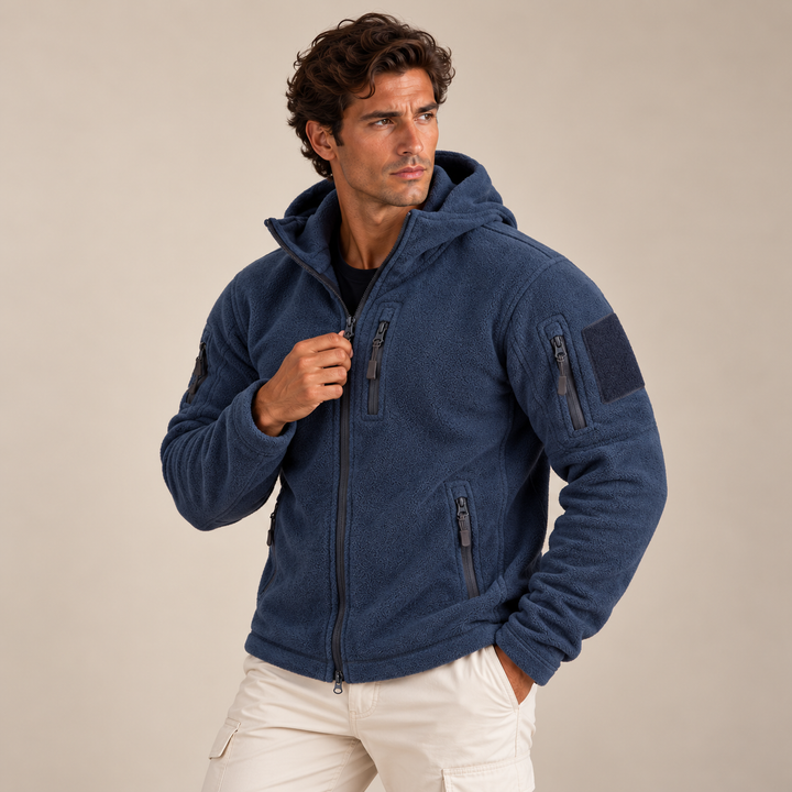 Men's Fleece Jacket Navy Hooded Tactical