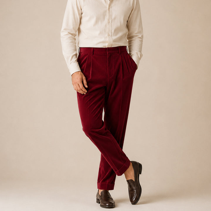 The Garda Porto Men’s Solid Color Velvet Straight Fit Pants
