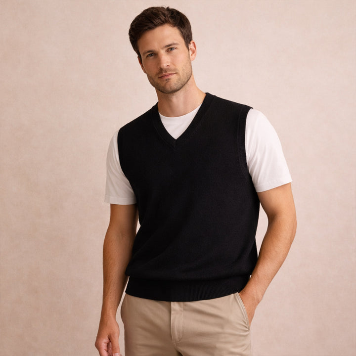 The Riverdale Men’s V Neck Sleeveless Knit Sweater Vest for Layered Look