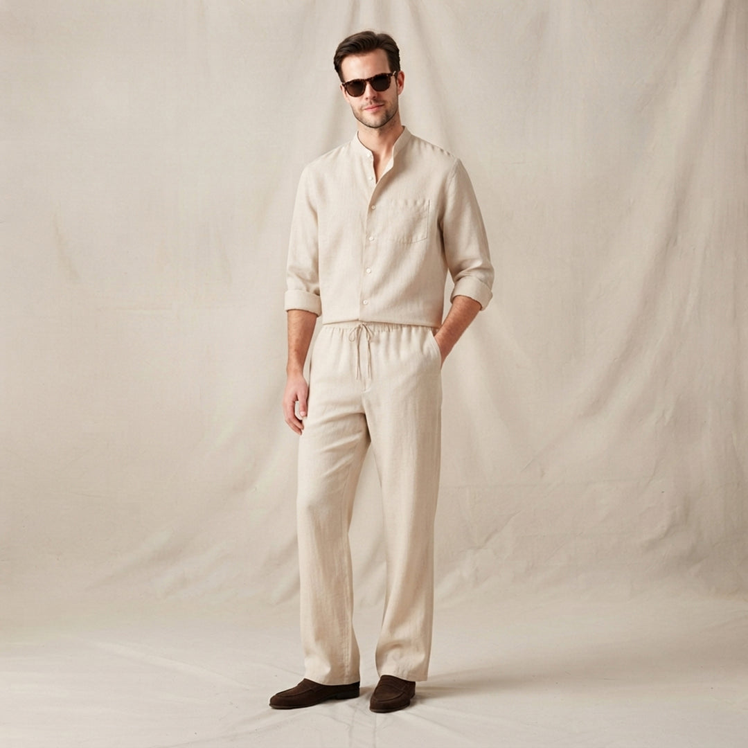 The Meadowwood Men’s Casual Linen Two Piece Set – Shirt & Pants