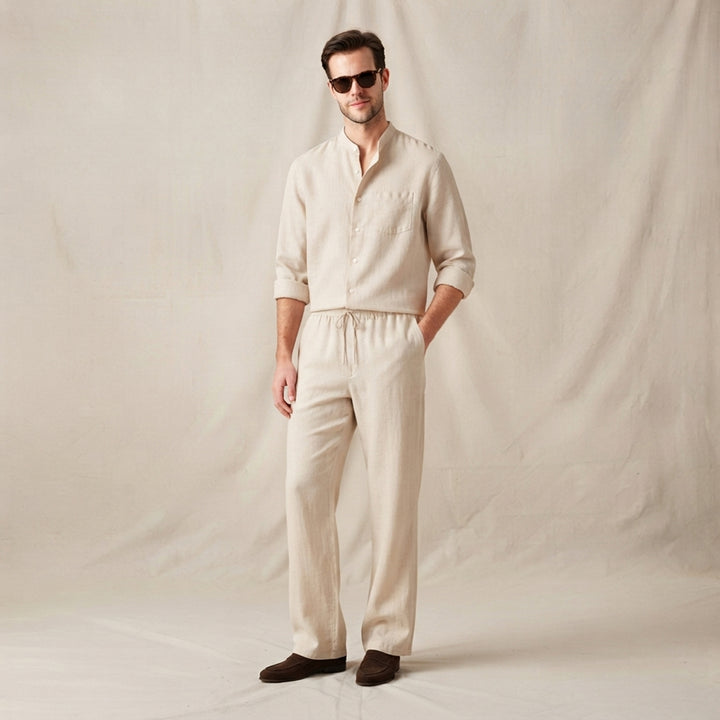 The Meadowwood Men’s Casual Linen Two Piece Set – Shirt & Pants