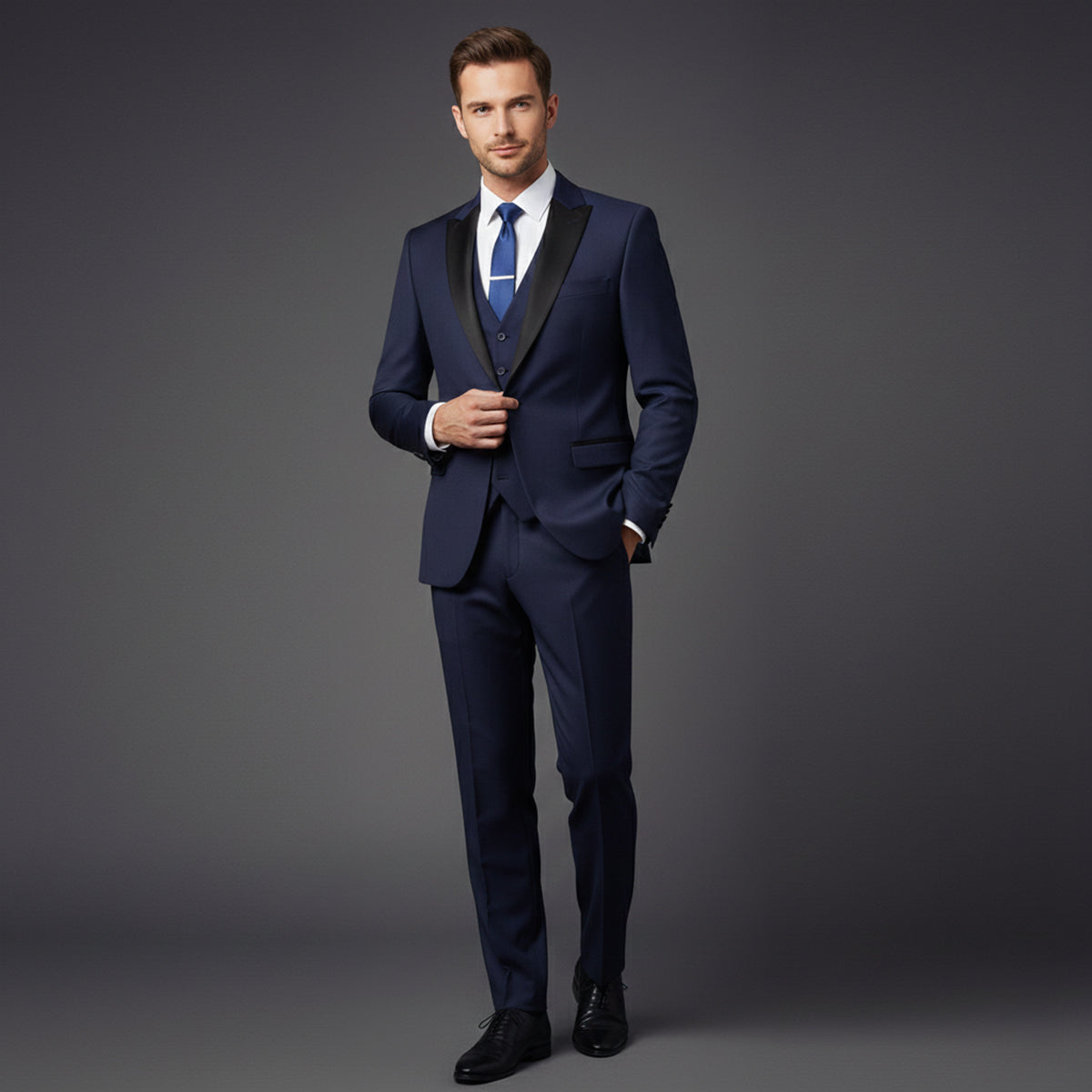 The Trebbiano Men’s 3 Piece Suit – Elegant Slim Fit Formal Tuxedo Set