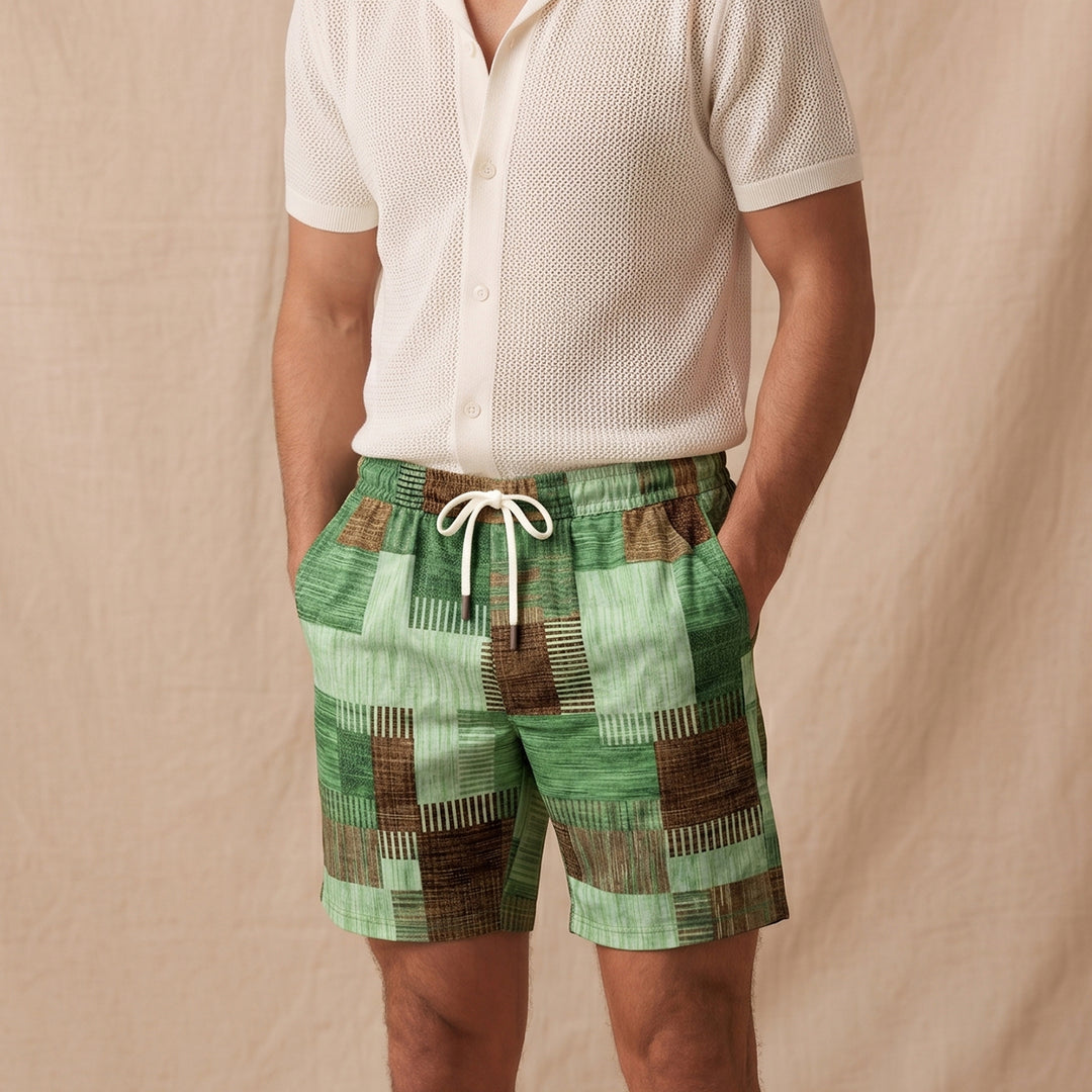 The Stratford Men’s Casual Drawstring Checked Summer Shorts