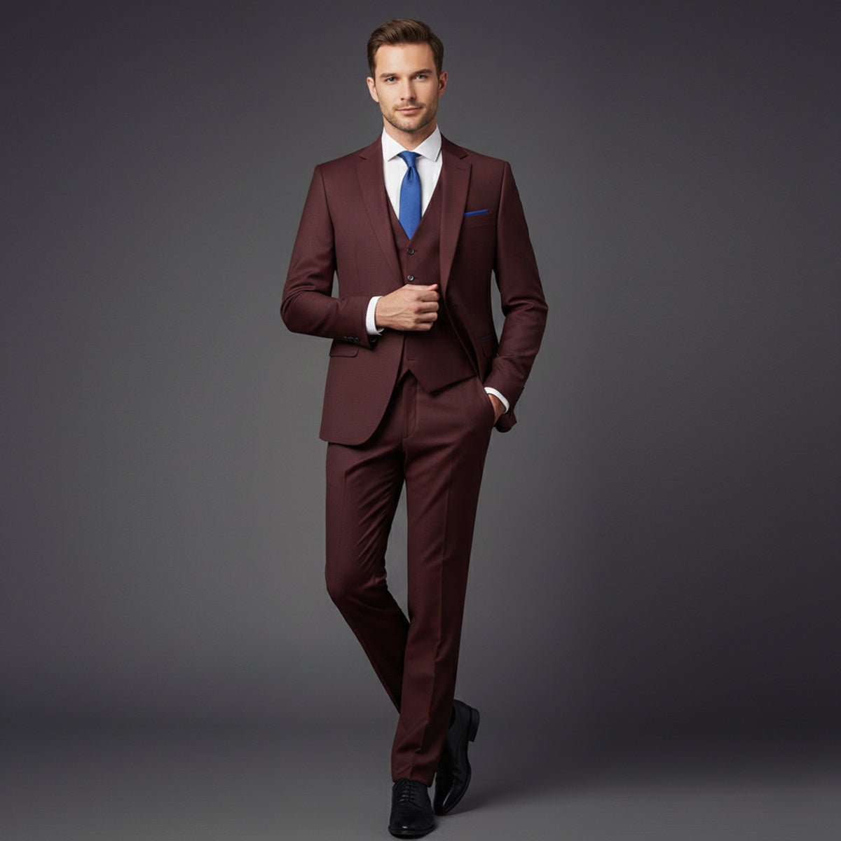 The Trebbiano Men’s 3 Piece Suit – Elegant Slim Fit Formal Tuxedo Set