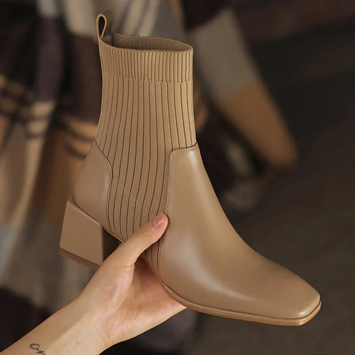 Women's Striped Vegan Leather Chelsea Heeled Boots