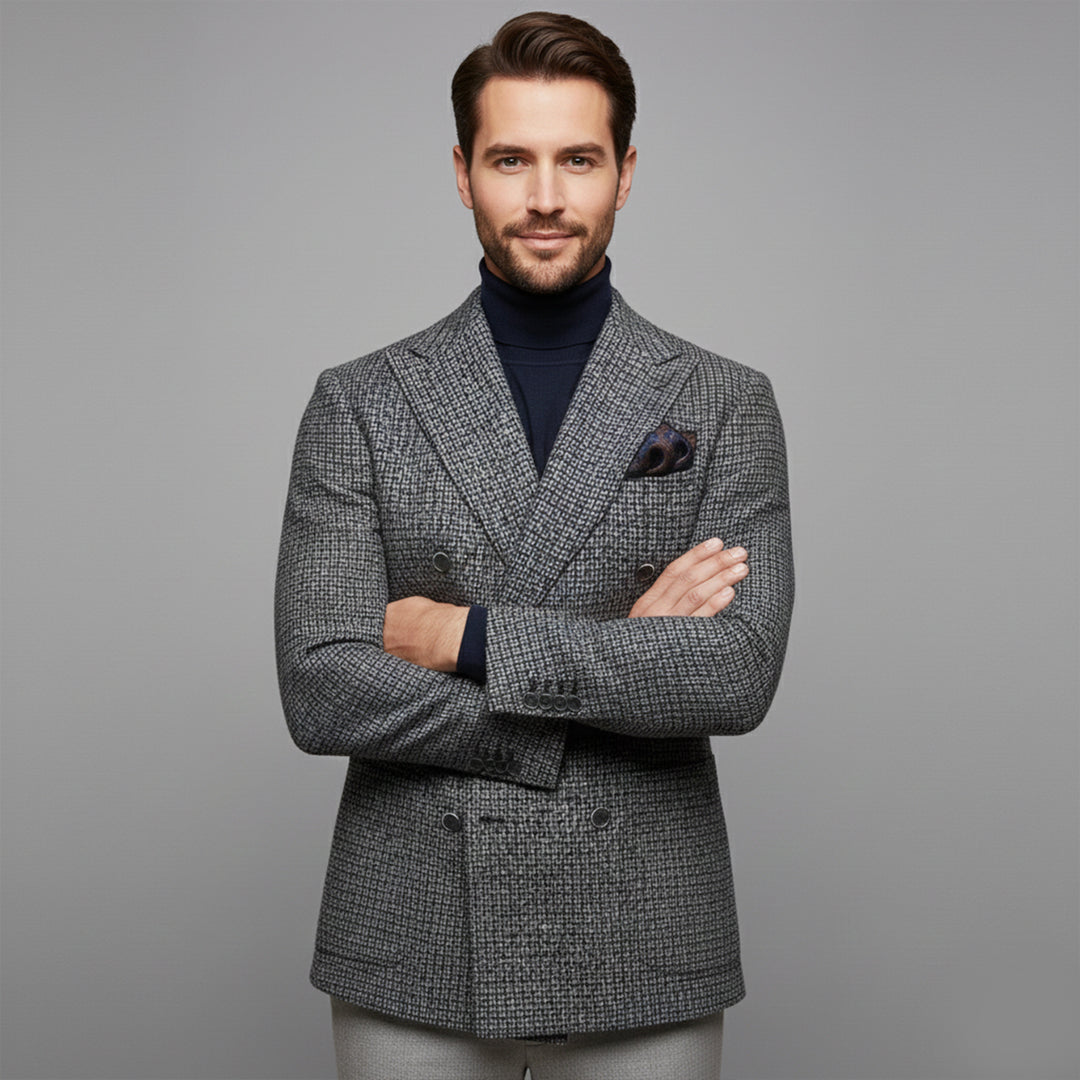 The Garda Porto Men’s Checked Double Breasted Plaid Blazer