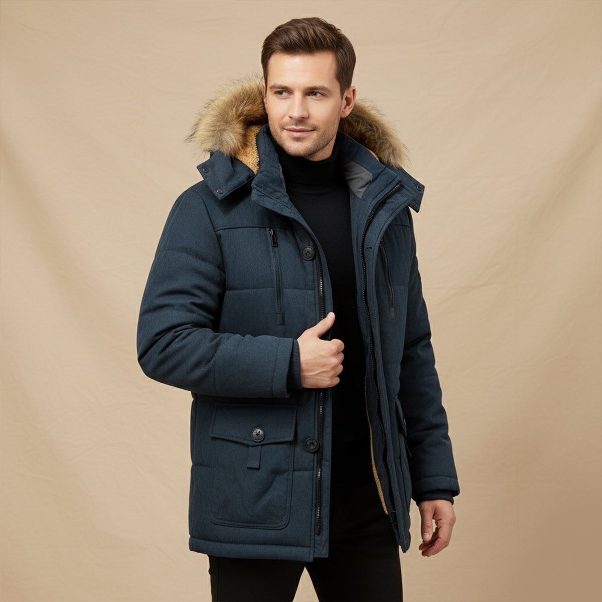 The Westminster Men's Warm Winter Parka Jacket with Fleece Lining