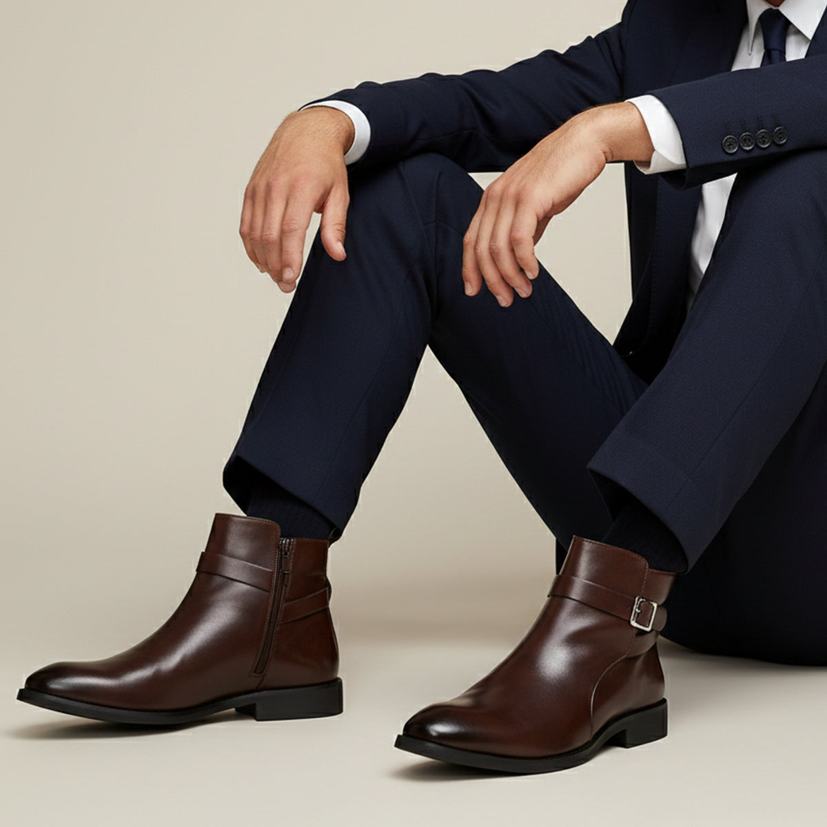 The Franciacorta Men’s Leather Ankle Boots with Side Zip & Non Slip Sole