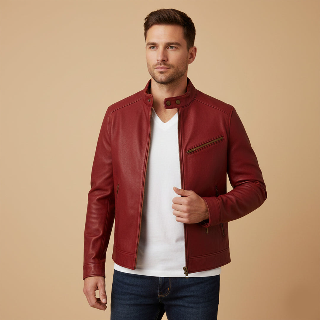 The Brooklyn Faux Leather Biker Jacket – Men’s Classic Motorcycle Style