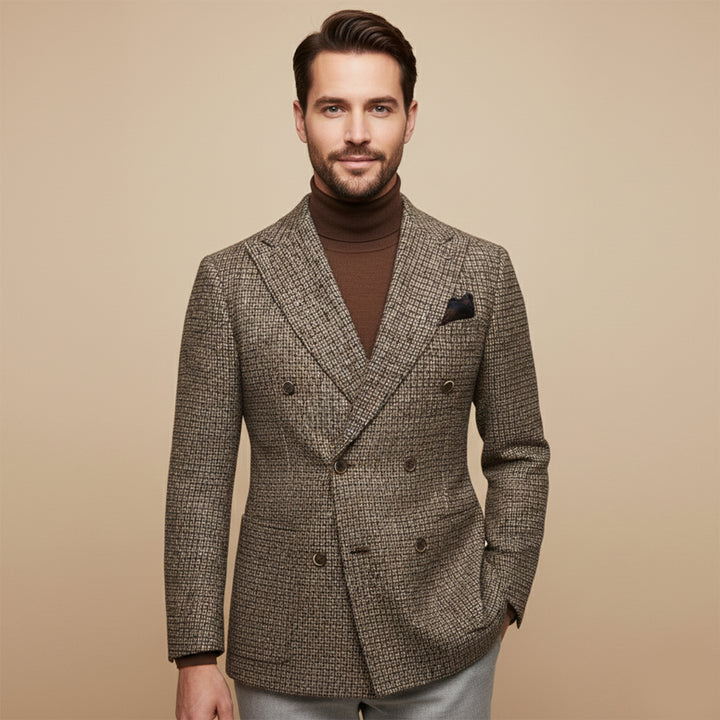 The Garda Porto Men’s Checked Double Breasted Plaid Blazer