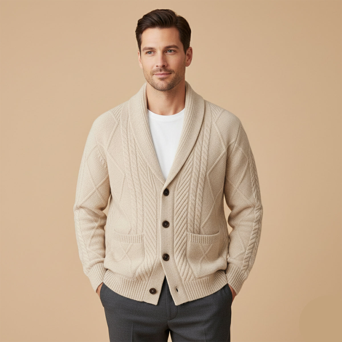 The Edinburgh Men’s Luxury Cashmere Button Cardigan
