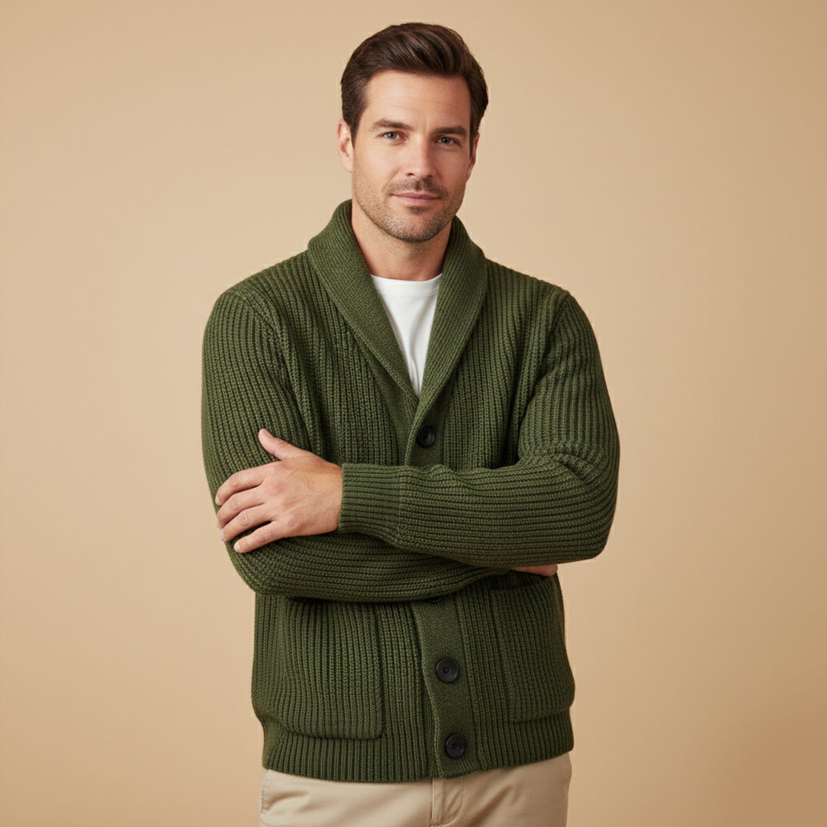 The Venezia Men’s Shawl Collar Chunky Knit Cardigan