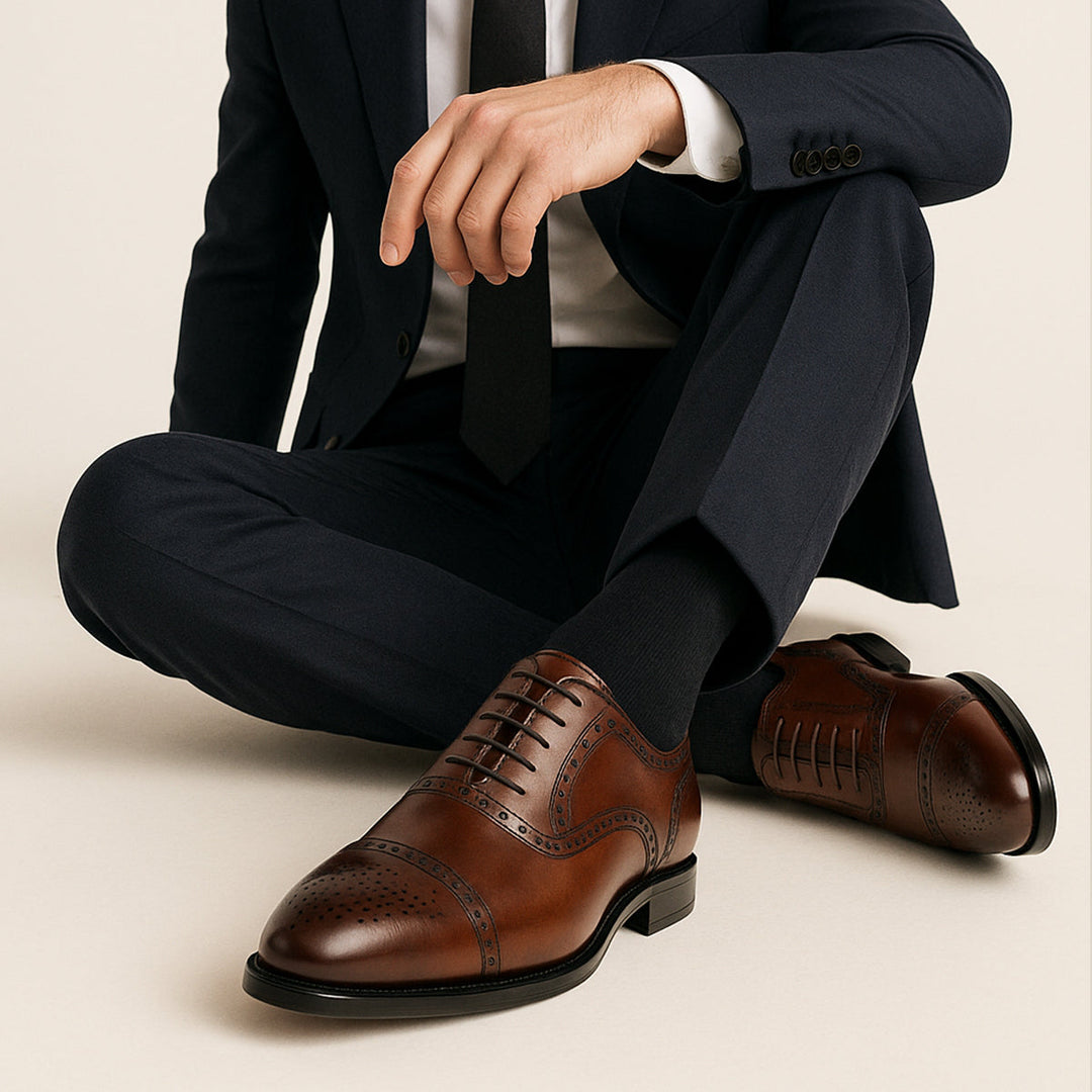 The Malcesine Men’s Faux Leather Dress Shoes – Cowhide Formal Dress Shoes