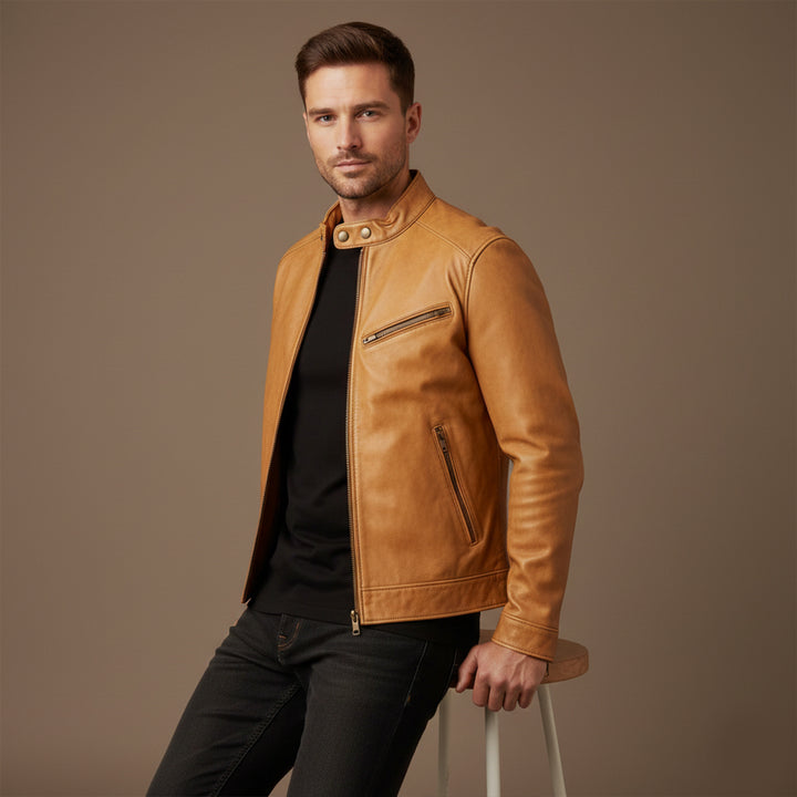 The Brooklyn Faux Leather Biker Jacket – Men’s Classic Motorcycle Style