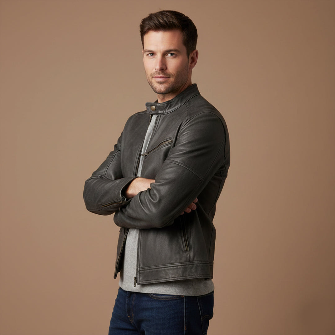 The Brooklyn Faux Leather Biker Jacket – Men’s Classic Motorcycle Style