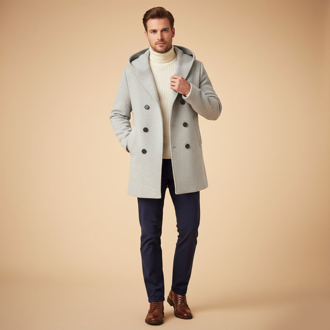 The Bonassola Men’s Double Breasted Hooded Trench Coat