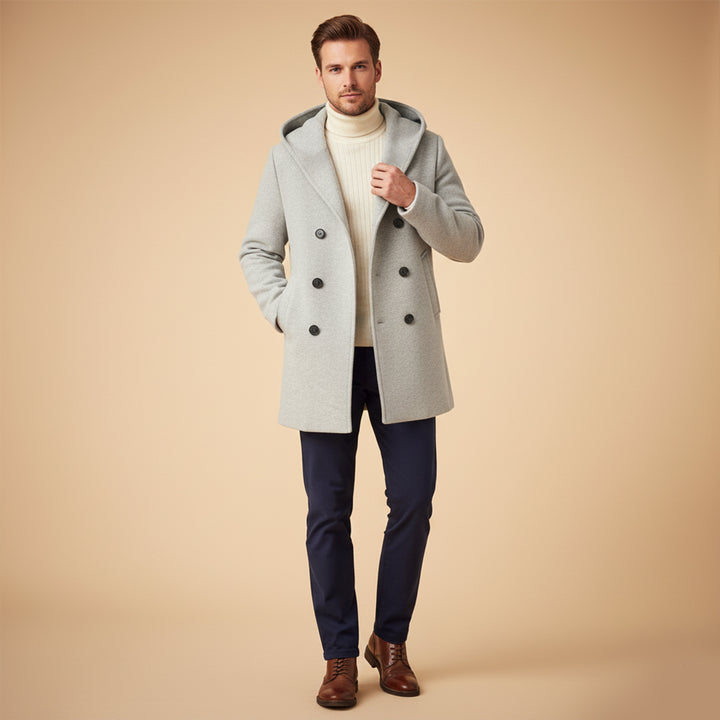 The Bonassola Men’s Double Breasted Hooded Trench Coat