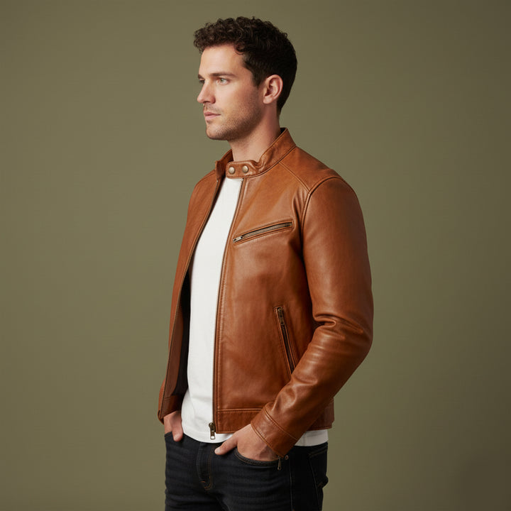 The Brooklyn Faux Leather Biker Jacket – Men’s Classic Motorcycle Style