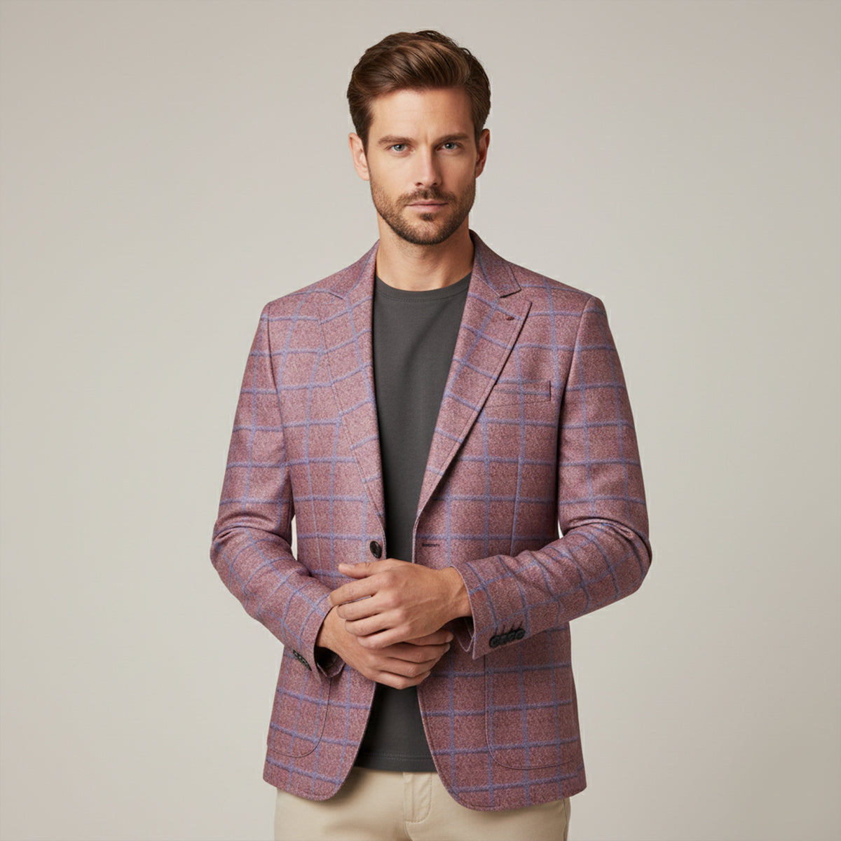 The Garda Porto Men’s Checked Double Breasted Plaid Blazer