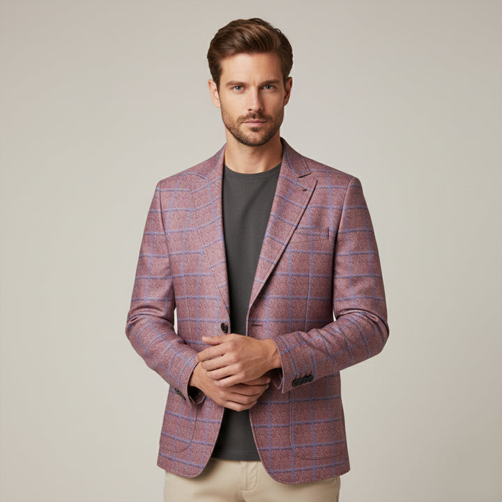 The Garda Porto Men’s Checked Double Breasted Plaid Blazer