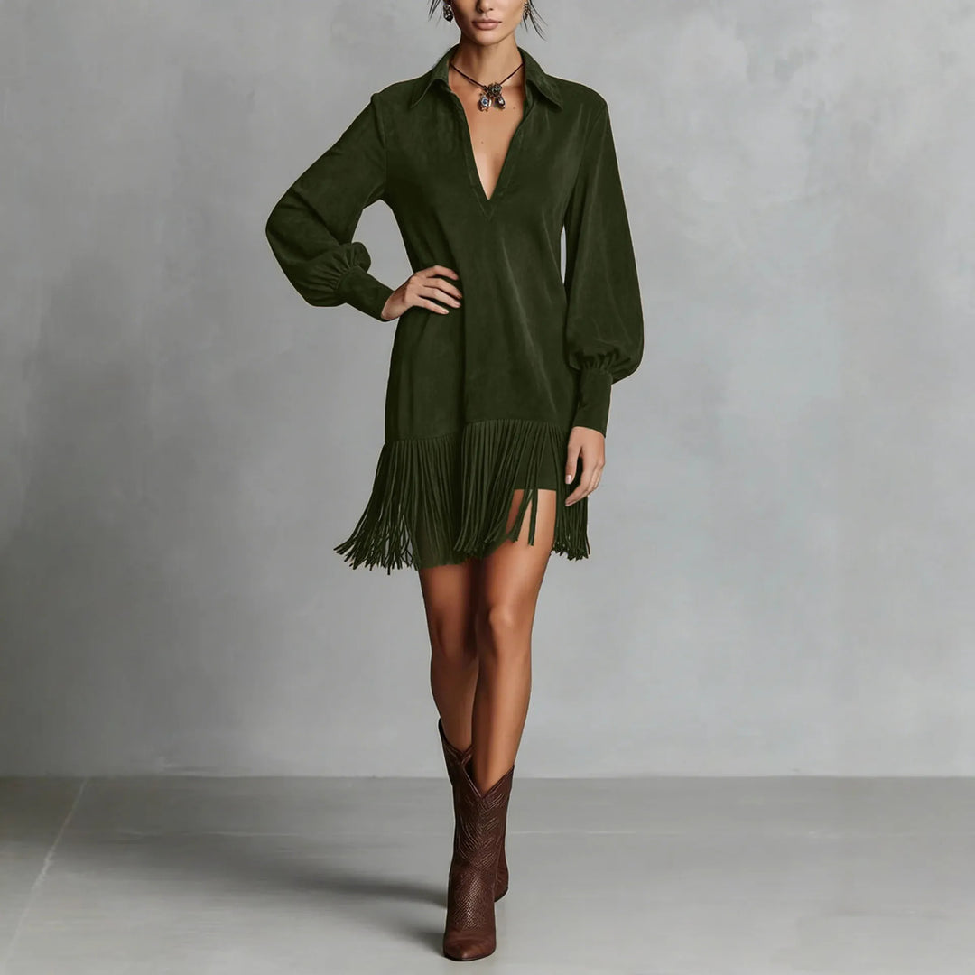 Women’s Faux Suede Fringe Mini Dress