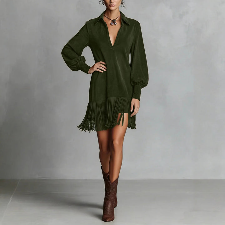 Women’s Faux Suede Fringe Mini Dress