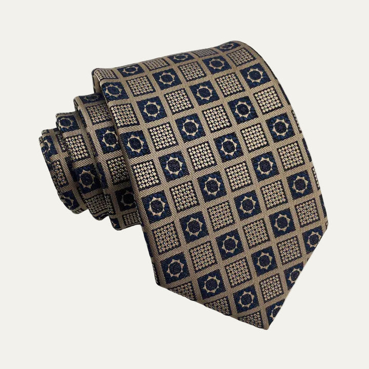 The Monterosso Men’s Luxury Plaid Silk Neck Tie - Brown