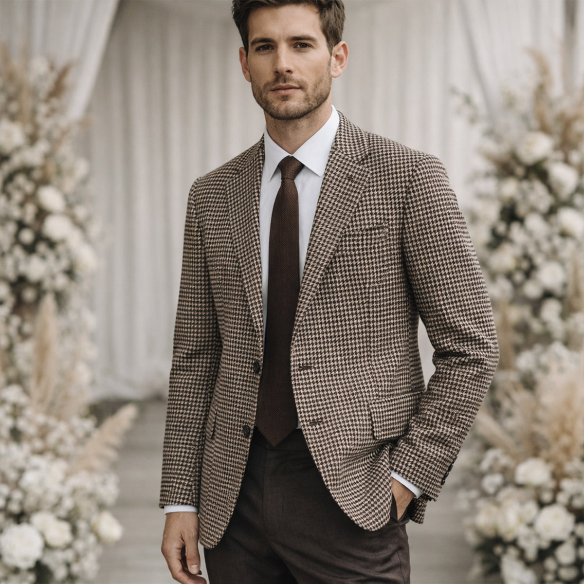 The Lezzeno Men’s Casual Retro Tweed Wool Blazer
